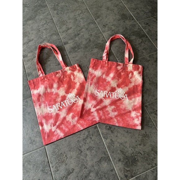 NEW - Lot Of 2 - 2025 Saratoga Race Course Multi-Purpose Tote Bag Red Tie-Dye - Picture 1 of 1